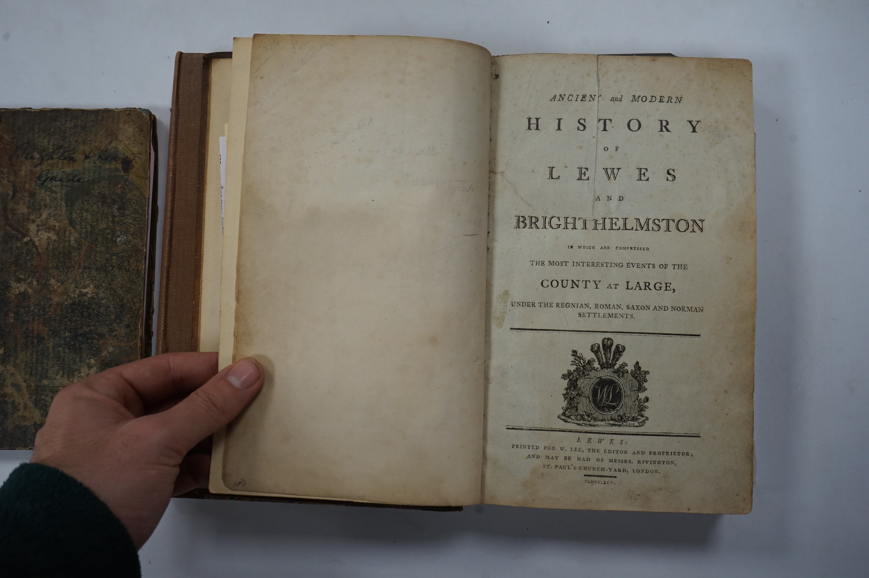 Dunvan, Paul - Ancient and Modern History of Lewes and Brighthelmston, W.Lee, Lewes, 1795, 1st edition, 8vo, contemporary diced sheep; Button, J.V. - The Brighton and Lewes Guide, 1805; Shoberl - Description of the Count